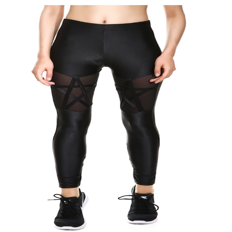 women high waist leggings Leather pants black