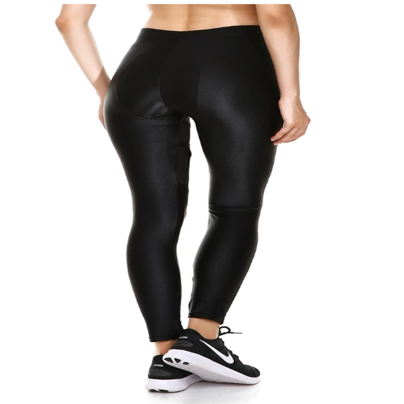 women high waist leggings Leather pants black